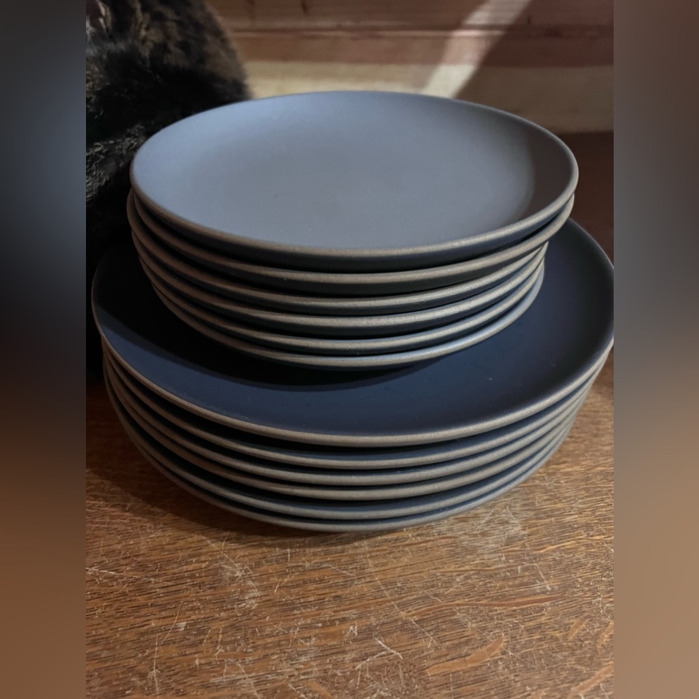 Set of 6 Indigo/Slate Coupe line Dinner & Salad plates (6each/12 total)